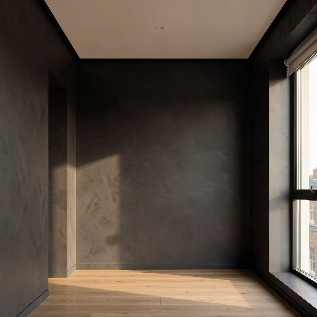 Finished minimal interior with shadow gap detail